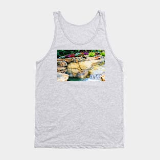 Colorful Flowers on Rocks Beside Flowing Stream Tank Top